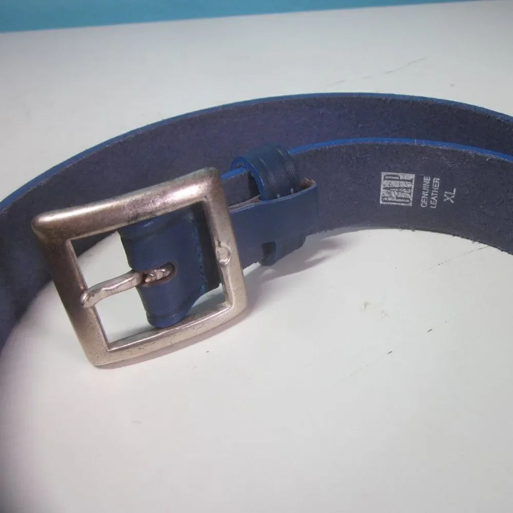 Gap Blue Leather Belt  Solid Brass Buckle  Fits 27